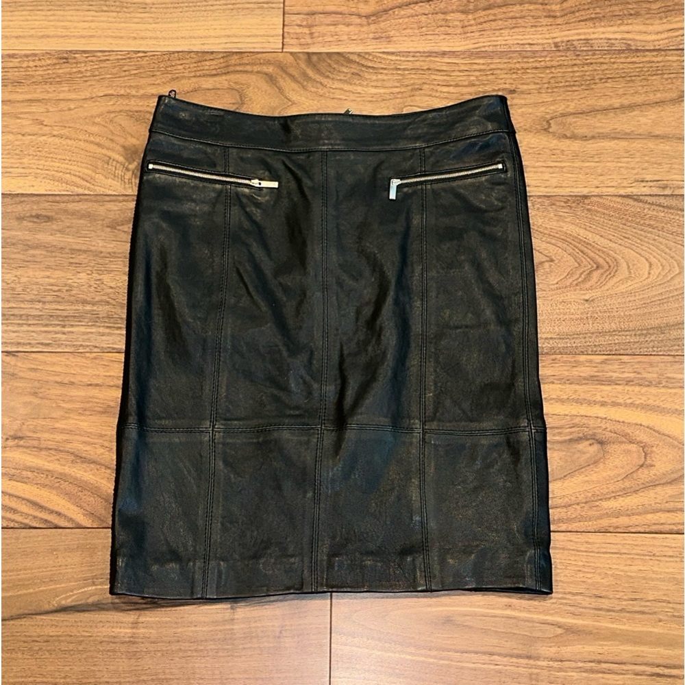 Karen Millen Genuine Black Leather Skirt Size 12